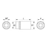 Kép 3/3 - Yato Dugókulcs CrV, hatszögletű 3/8", 19mm