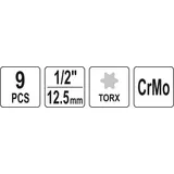 Kép 4/4 - Yato Üthető dugókulcs készlet, Torx T20-T70, 9db-os 