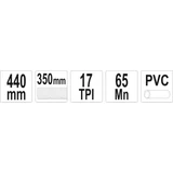 Kép 2/2 - Yato Kézi fűrész PVC-hez, 15TPI, 350mm
