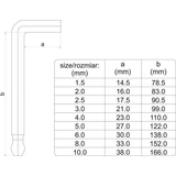 Kép 3/4 - Yato Imbuszkulcs készlet, gömbfejű hosszú, 1.5-10mm 9db-os