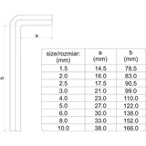 Kép 3/4 - Yato Imbuszkulcs készlet, hosszú, 1.5-10mm 9db-os 