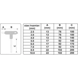 Kép 3/3 - Yato Imbuszkulcs készlet T-markolattal, 2.5-10mm, 8db-os