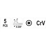 Kép 4/4 - Yato TORX készlet, csuklós, T15-T60, 5db-os