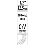 Kép 3/3 - Yato T-hajtószár, csuklós, 1/2&quot;, 450mm
