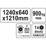 Kép 5/5 - Yato Gipszkarton szállító kézikocsi 1240x640x1210mm, 900kg