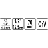 Kép 3/3 - Yato Dugókulcs adapter bitbefogású 1/2", 70mm