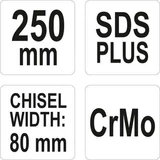 Kép 2/3 - Yato lapos véső, SDS Plus, 80x250mm