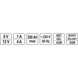 Kép 4/4 - Yato Akkumulátor töltő 6-12V, 1-4A, 200Ah