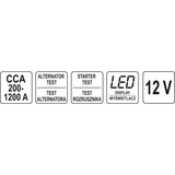 Kép 5/5 - Yato Digitális akkumulátor teszter, LCD, 12V, CCA 200–1200A