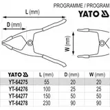 Kép 3/3 - Yato Rugós szorító csipesz, fém, 230mm