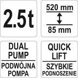 Kép 4/4 - Yato Olajemelő 2.5T, 85-520mm