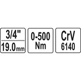 Kép 3/3 - Yato Nyomatékkulcs 3/4", 0-500Nm