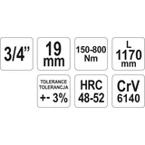 Kép 5/5 - Yato Nyomatékkulcs 3/4" 150-800Nm, 1155-1175mm
