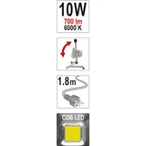 Kép 3/4 - Yato Hordozható COB LED reflektor 10W, 700Lm