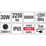 Kép 2/4 - Yato LED kültéri-beltéri állványos reflektor, hordozható, 30W, 2250Lm