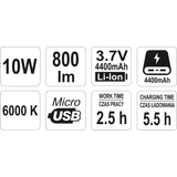 Kép 5/5 - Yato Hordozható akkus LED lámpa 10W, 4400mAh