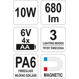 Kép 4/4 - Yato Hordozható LED reflektor 10W, 680Lm