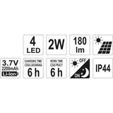 Kép 4/5 - Yato Napelemes kerti LED lámpa, 2W, IP44, 180Lm