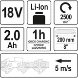Kép 5/5 - Yato Akkus magassági ágvágó 18V, 200-280cm (2Ah akkuval és töltővel)