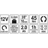 Kép 6/6 - Yato akkus sarok ütvecsavarozó 12V Li-ion, 2.0Ah (akku+töltő)