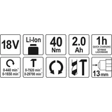 Kép 6/6 - Yato Akkus Csavarbehajtó-fúrógép 18V, Li-ion, 40Nm (2.0Ah akkuval és töltővel)