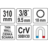 Kép 3/3 - Yato Gyertyakulcs 3/8", 300x18mm