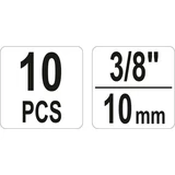 Kép 4/4 - Yato Roncsolt csavarfej leszedő készlet 3/8", 9-19mm, 10db-os