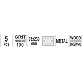 Kép 2/2 - Yato csiszolópapír lyukakkal 93x230mm, P100, 5db