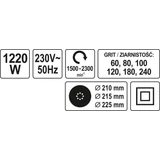 Kép 5/5 - Yato Univerzális kézi falcsiszoló betonhoz, gipszhez 1220W, 225mm