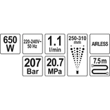 Kép 4/4 - Yato Hidrodinamikus festékszóró berendezés 650W, 207 bar