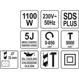 Kép 5/5 - Yato Fúrókalapács SDS PLUS 1100W, 5J