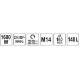 Kép 4/4 - Yato Elektromos habarcskeverő gép 1600W, M14