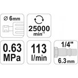 Kép 2/2 - Yato Pneumatikus lyukcsiszoló gép 6mm, 0.63MPa, 1/4"