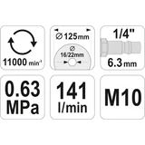 Kép 3/3 - Yato Pneumatikus sarokcsiszoló 125mm, 1/4", M10