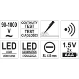 Kép 3/3 - Yato Érintés nélküli feszültség detektor 90-1000V, 150mm