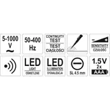 Kép 2/2 - Yato Érintés nélküli feszültség detektor 5-1000V, 155mm