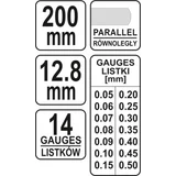 Kép 3/3 - Yato Hézagmérő 14 pengés, 200mm, 0.05-0.5mm