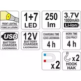 Kép 5/5 - Yato Ledes lámpa 3W, 250Lm, IP 20, 280x55x34mm