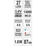 Kép 4/4 - Yato Ledes stekk lámpa 26Led, IP 20, 450x58mm