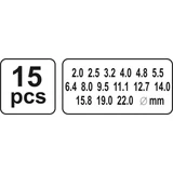 Kép 3/3 - Yato Bőrlyukasztó készlet 2-22mm, 15db-os