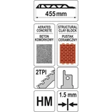 Kép 3/3 - Yato szablyafűrészlap téglához, 2TPI, 455mm