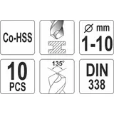 Kép 3/4 - Yato Fémfúró készlet 1-10mm, 10 részes