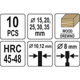 Kép 3/3 - Yato Körkivágó készlet fához 15-35mm, 10db-os