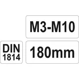 Kép 2/2 - Yato Hajtószár menetfúróhoz M3-M10, 180mm