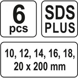 Kép 3/3 - Yato Gerendafúró készlet SDS+, 10-20x230mm, 6db-os