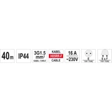 Kép 3/3 - Yato elektromos hosszabbító kábeldob, 1.5x3mm, 40m