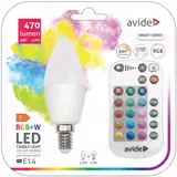 Kép 2/2 - Avide Smart LED izzó távirányítóval, gyertya, színes+fehér, E14, 4.9W