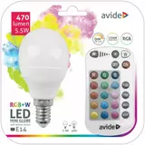Kép 2/2 - Avide Smart LED izzó távirányítóval, kis gömb, színes+fehér, E14, 4.9W