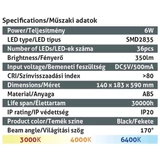 Kép 3/5 - Avide LED Asztali Lámpa Irodai Bőrhatású Naptár Fekete 6W