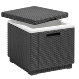 Kép 1/3 - Allibert Ice Cube műrattan kerti hűtőláda, grafitszürke